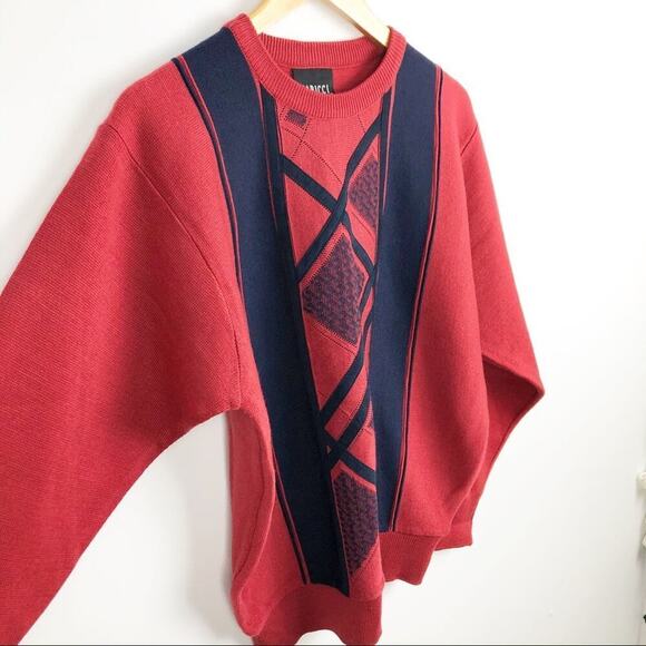 VTG Gabicci Italian Knit Wool Blend Eclectic Grandpa Pullover Sweater Sz Medium - Picture 4 of 16